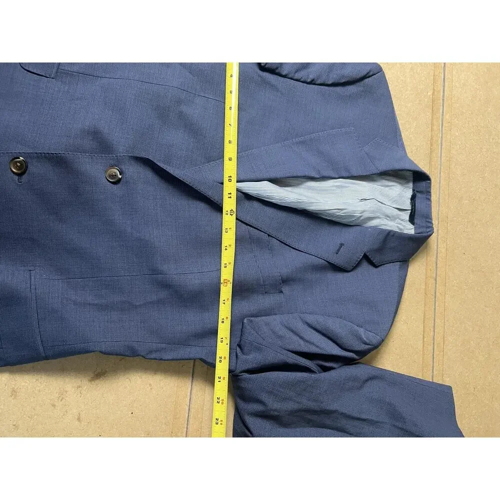 Blazer Mens 44 Blue Wool-Blend Flap Pocket Two-Button Notch Lapel Made In Egypt